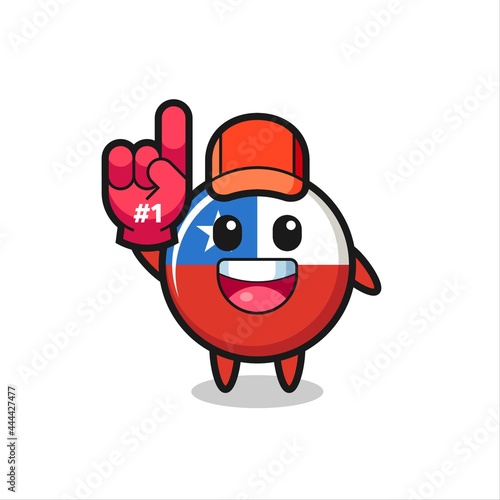 chile flag badge illustration cartoon with number 1 fans glove