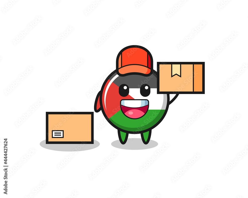 Mascot Illustration of palestine flag badge as a courier