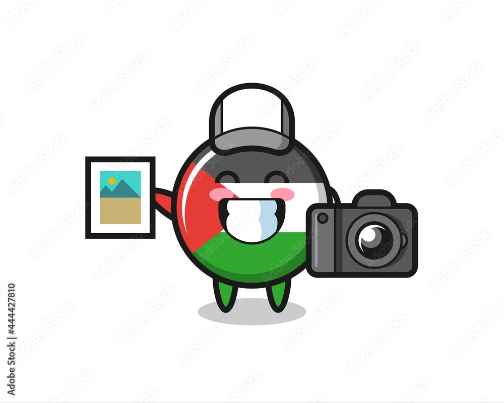 Character Illustration of palestine flag badge as a photographer Character Illustration of palestine flag badge as a photographer