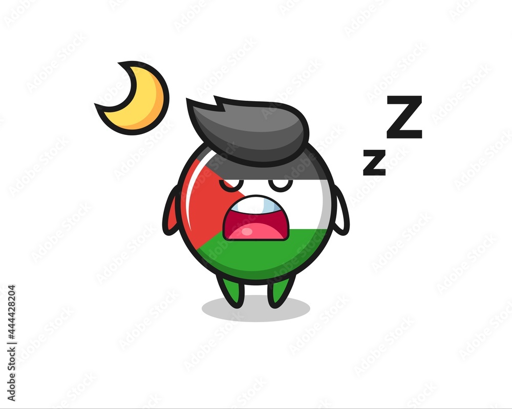 palestine flag badge character illustration sleeping at night