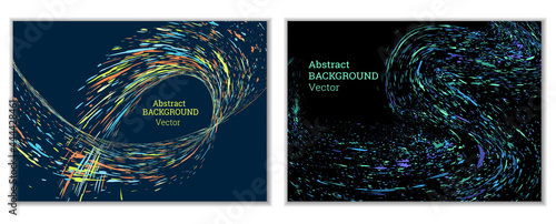 Multicolored paint splashes, smears, dust particles and debris are carried by the wind. A set of two templates. Design template for the design of banners, posters, booklets, covers, magazines. EPS 10