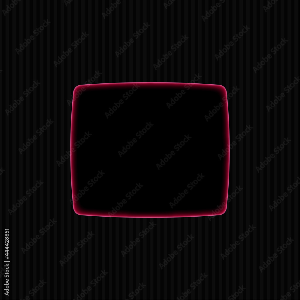 Empty square with glowing red and pink border on vertical striped background. Space for text or image. Vector illustration. Empty square with glowing red and pink border on vertical striped background. Space for text or image. Vector illustration.
