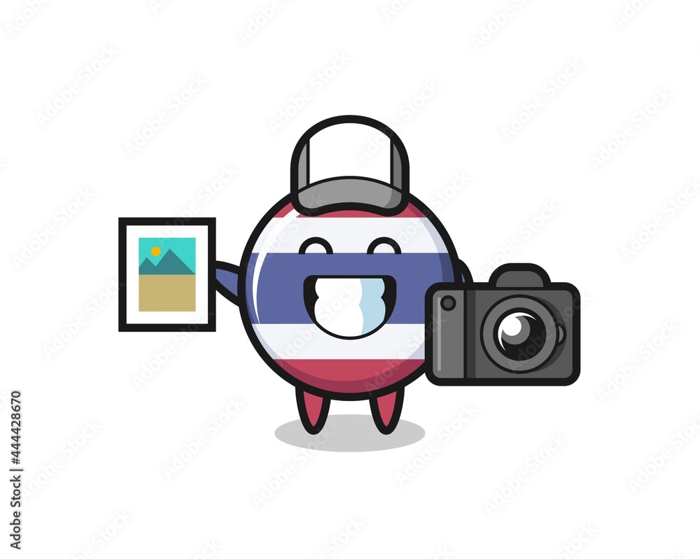 Character Illustration of thailand flag badge as a photographer Character Illustration of thailand flag badge as a photographer