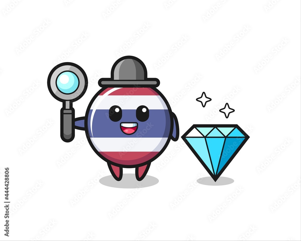 Illustration of thailand flag badge character with a diamond Illustration of thailand flag badge character with a diamond