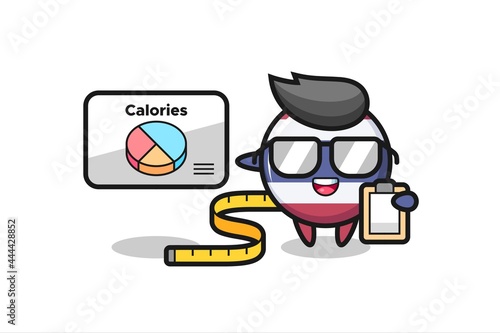 Illustration of thailand flag badge mascot as a dietitian