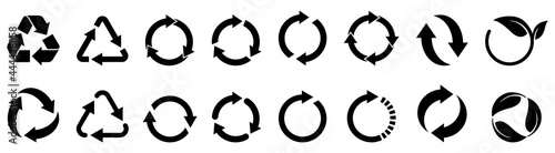 Recycle and ecology icons collection reuse refuse concept, recycled paper and industrial package marks vector illustration isolated on white background