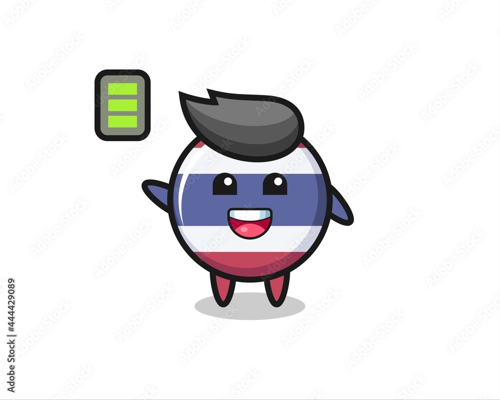 thailand flag badge mascot character with energetic gesture thailand flag badge mascot character with energetic gesture