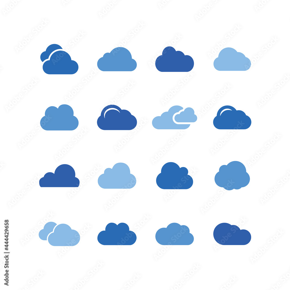 Set of cloud symbols. Set of cloud symbols.