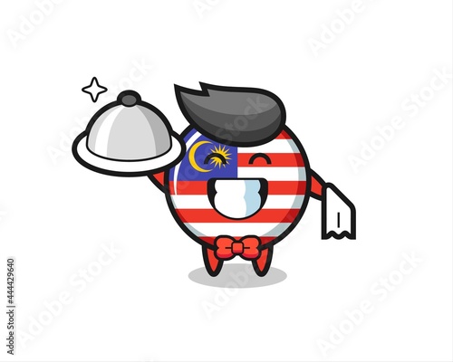 Character mascot of malaysia flag badge as a waiters