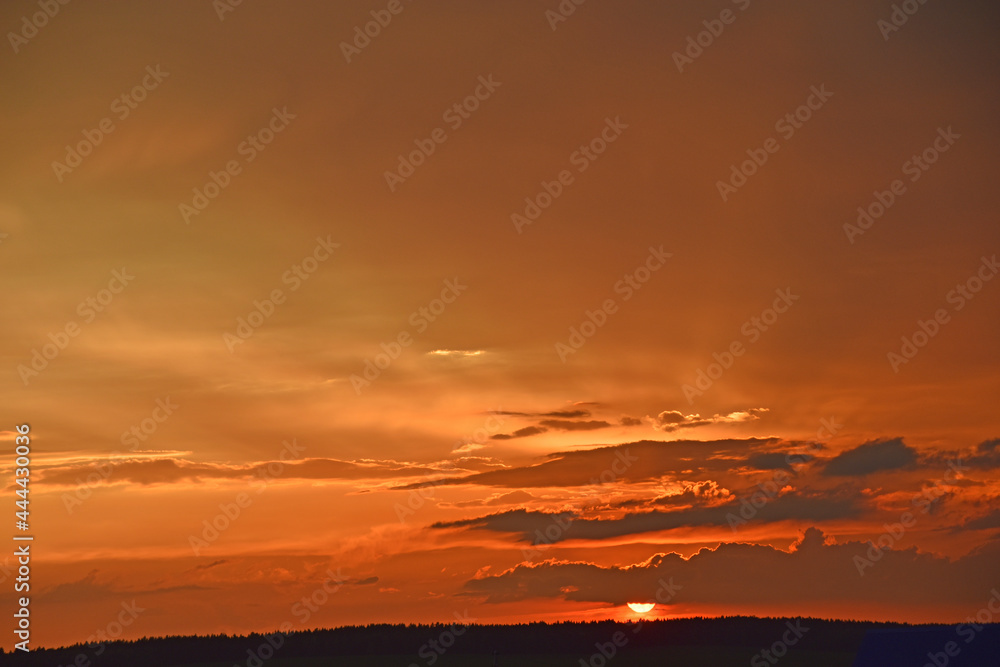 Red sunset with clouds in the evening Red sunset with clouds in the evening