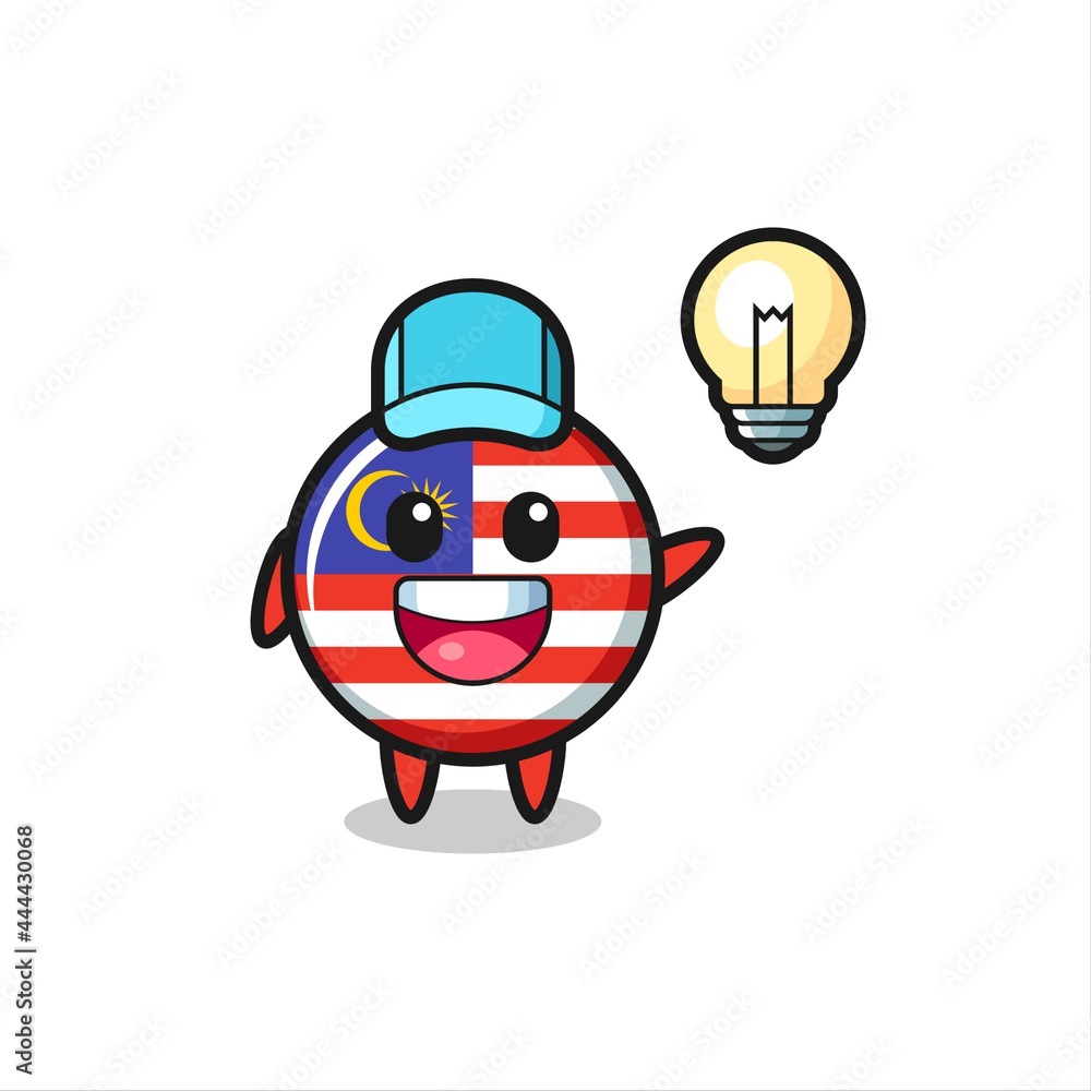 malaysia flag badge character cartoon getting the idea malaysia flag badge character cartoon getting the idea