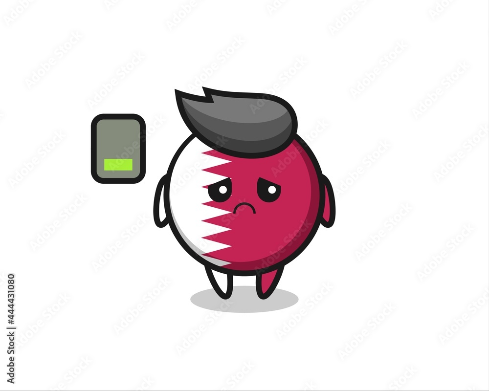 qatar flag badge mascot character doing a tired gesture qatar flag badge mascot character doing a tired gesture