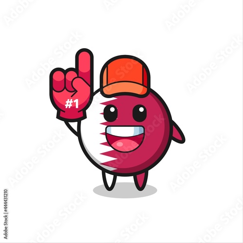 qatar flag badge illustration cartoon with number 1 fans glove
