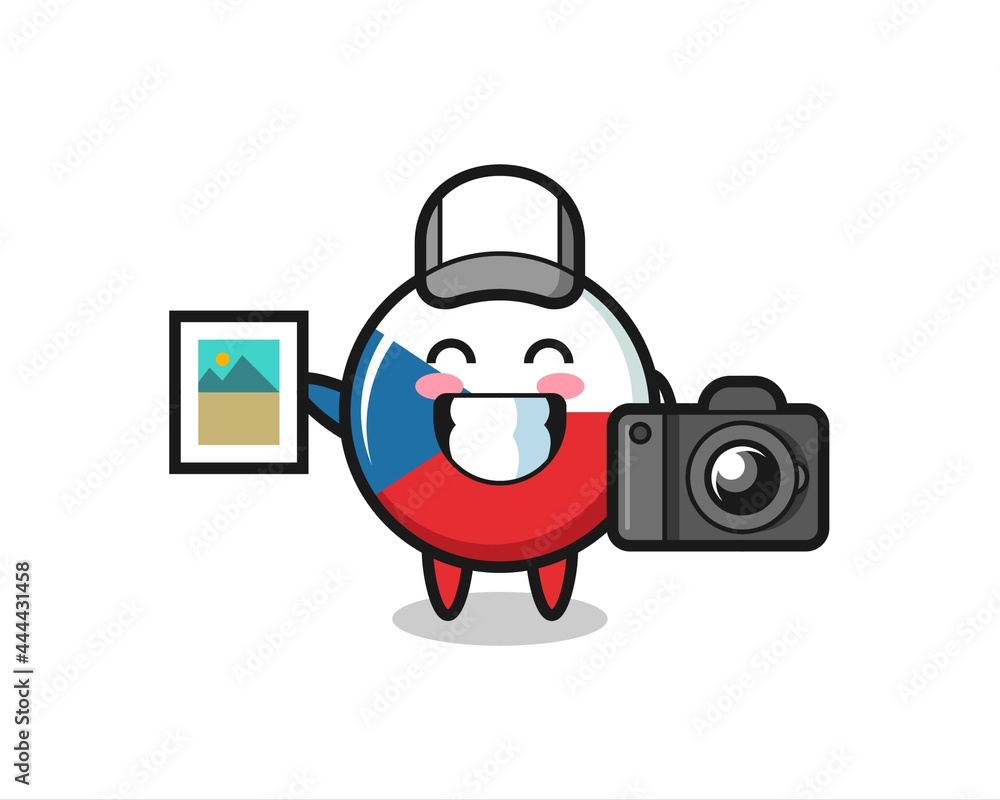 Character Illustration of czech flag badge as a photographer Character Illustration of czech flag badge as a photographer