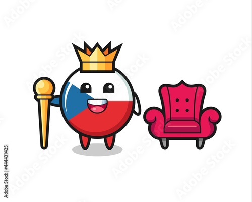 Fototapeta Naklejka Na Ścianę i Meble -  Mascot cartoon of czech flag badge as a king