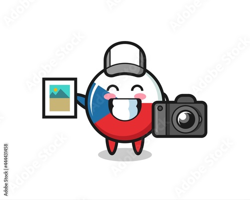 Character Illustration of czech flag badge as a photographer