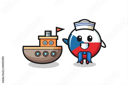 Character mascot of czech flag badge as a sailor man