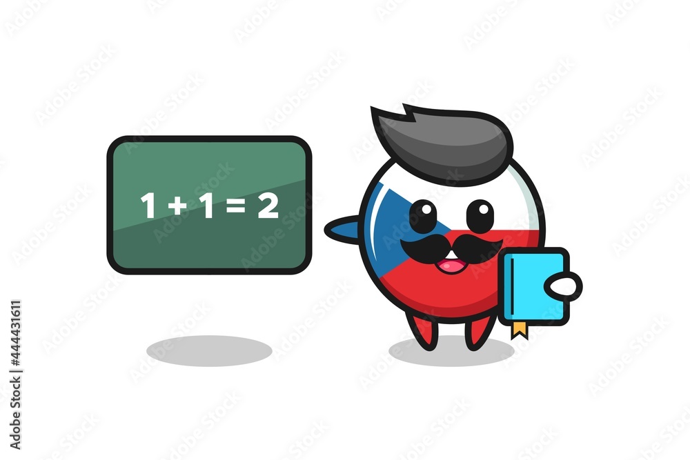 Illustration of czech flag badge character as a teacher Illustration of czech flag badge character as a teacher