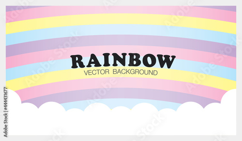 fun girly pastel rainbow color background with white cloud graphic vector