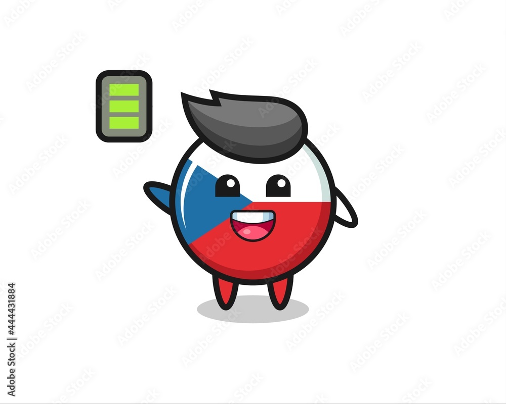 czech flag badge mascot character with energetic gesture