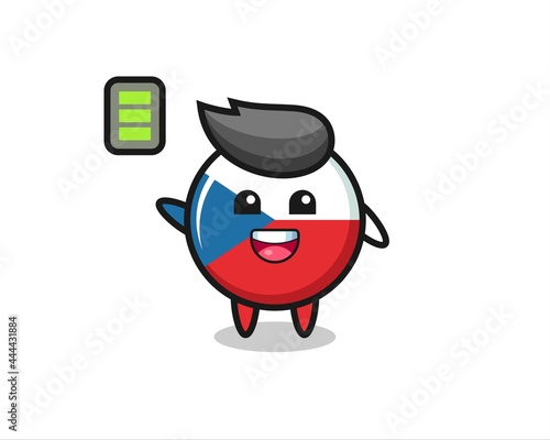 czech flag badge mascot character with energetic gesture