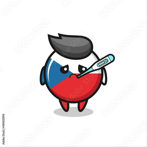 czech flag badge mascot character with fever condition