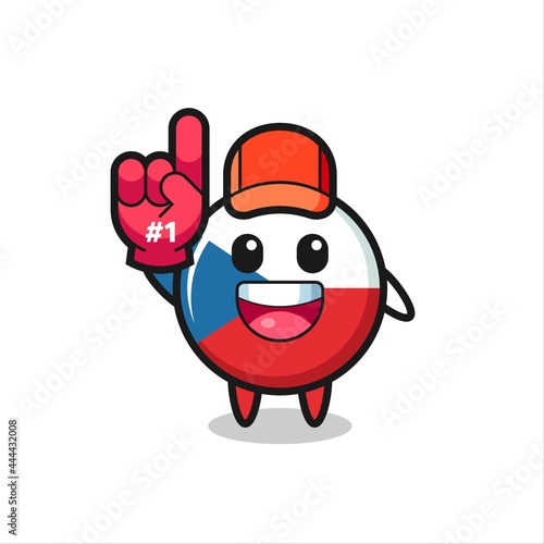 czech flag badge illustration cartoon with number 1 fans glove