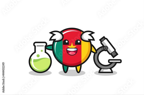 Mascot character of cameroon flag badge as a scientist