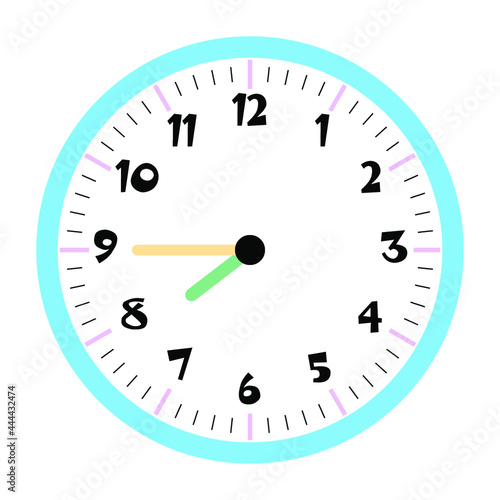 Clock vector 7:45am or 7:45pm