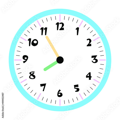 Clock vector 7:55am or 7:55pm