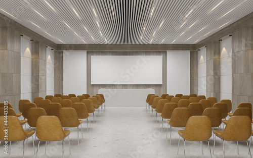 Billede på lærred Empty auditorium room interior with screen 3D rendering