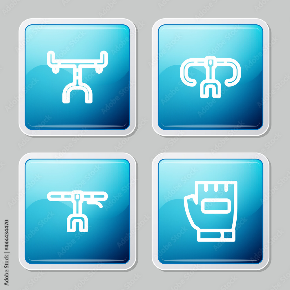Set line Bicycle handlebar, , and Gloves icon. Vector Set line Bicycle handlebar, , and Gloves icon. Vector