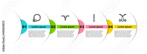 Set line Bicycle lock, handlebar, Screwdriver and for kids. Business infographic template. Vector