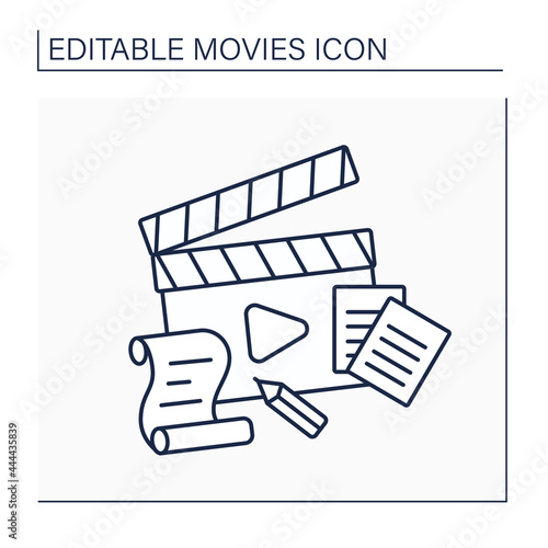 Plot line icon. Sequence of events, principle of cause-and-effect. Main element for creating movies. Movie concept. Isolated vector illustration. Editable stroke