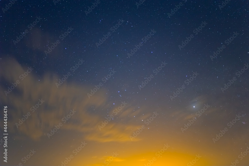 night starry sky with clouds, natural sky background