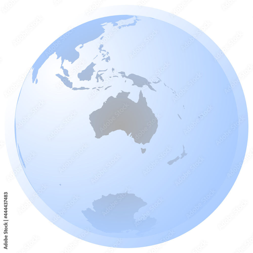 Simple globe with Australia and Oceania with atmosphere