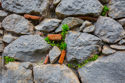 Obraz na plátně closeup old medieval stony wall