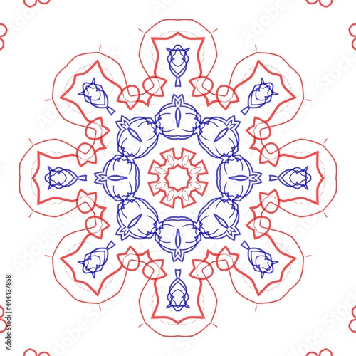 Red and blue floral pattern design.