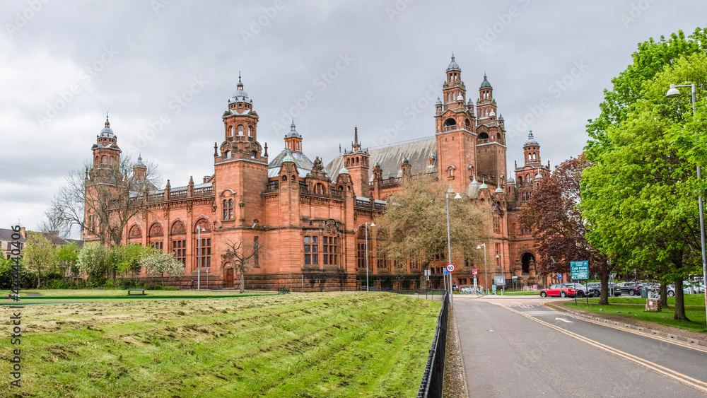 Kelvingrove Art Gallery and Museum, view from Kelvin Way. It is one of Scotland's most popular free attractions