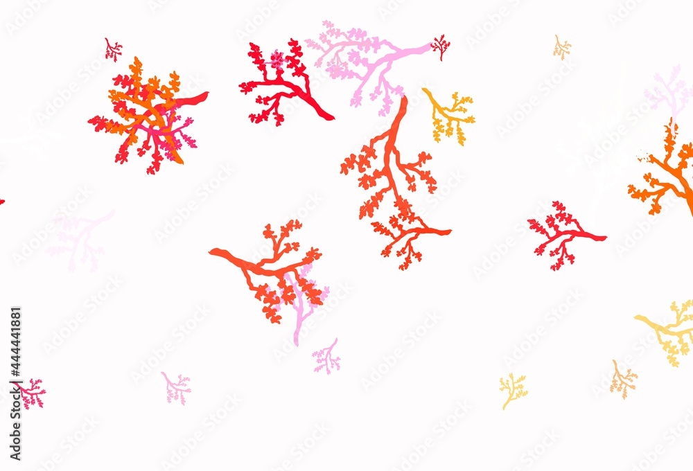 Light Pink, Yellow vector doodle pattern with branches.