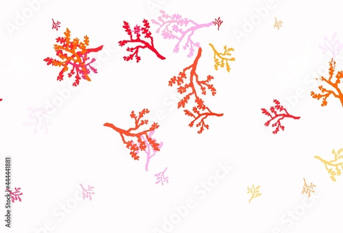 Light Pink  Yellow vector doodle pattern with branches.