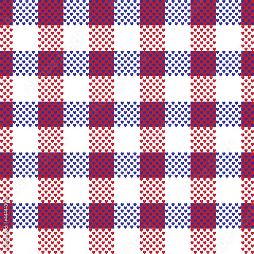 Simply red and blue heart checkered seamless pattern, Abstract vector backgrounds, Seamless pattern background.