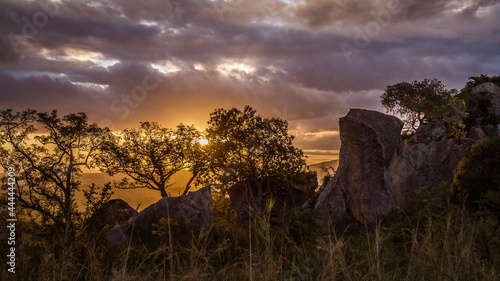 Sunset in boulder scenery n Kruger National park, South Africa © PACO COMO