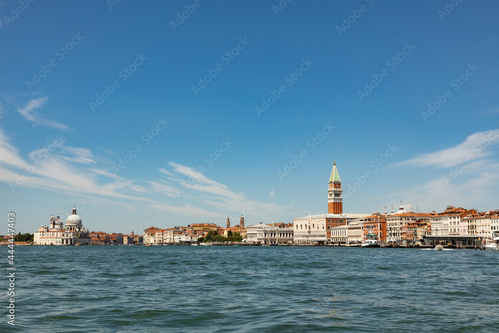 view to San Marco square with facade of the Doge's palace in Venice, Italy