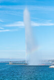 Famous fountain, jet d'eau, in Geneva, Switzerland