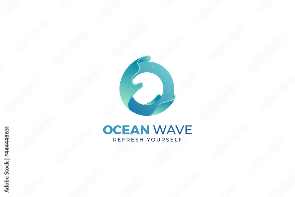 Letter O ocean wave color splash blue color watery logo Stock Vector ...