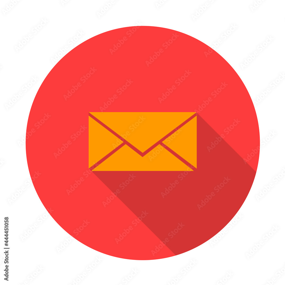 Closed envelope icon with shadow. Letter. Flat and modern design. Button. Closed envelope icon with shadow. Letter. Flat and modern design. Button.