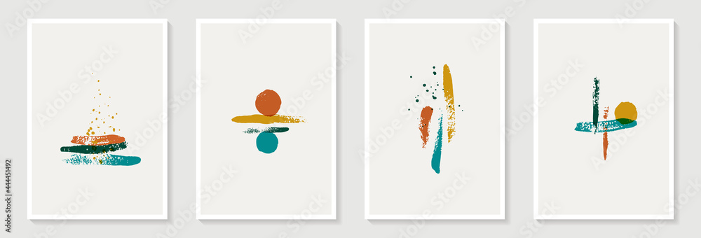 Fototapeta premium Creative minimalist hand painted Abstract art background with brush stroke abstract art. Design for wall decoration, postcard, poster or brochure, home decoration
