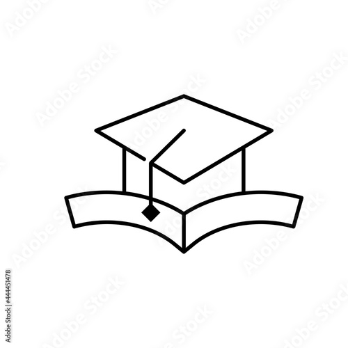 Graduation Cap and Book Icon Design Graphic Template Isolated