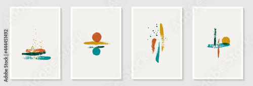Creative minimalist hand painted Abstract art background with brush stroke abstract art. Design for wall decoration, postcard, poster or brochure, home decoration